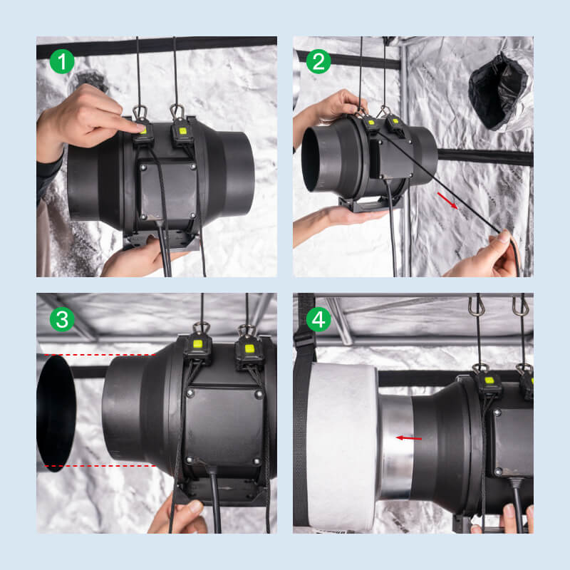 Hang up the inline fan